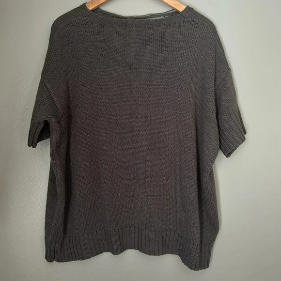 Trouvé Gray Short Sleeve Loose Fit Sweater with Detailed Neckline, Sz XS/S - Picture 5 of 8